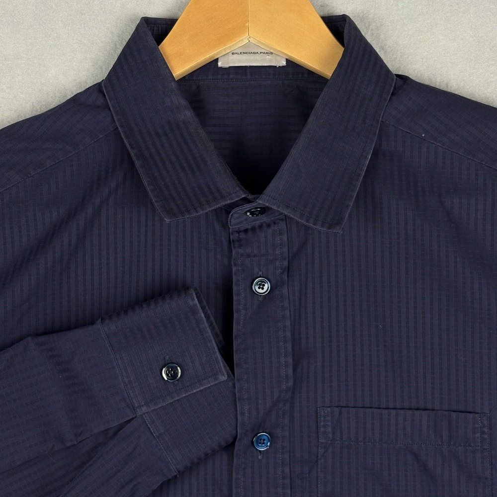Balenciaga Button Down Shirt Men’s XL / IT 44 Purple Striped Long Sleeve Cotton